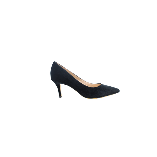 Viviamos Yarrow Ladies Black Velvet 1.5 Inch Low Heel