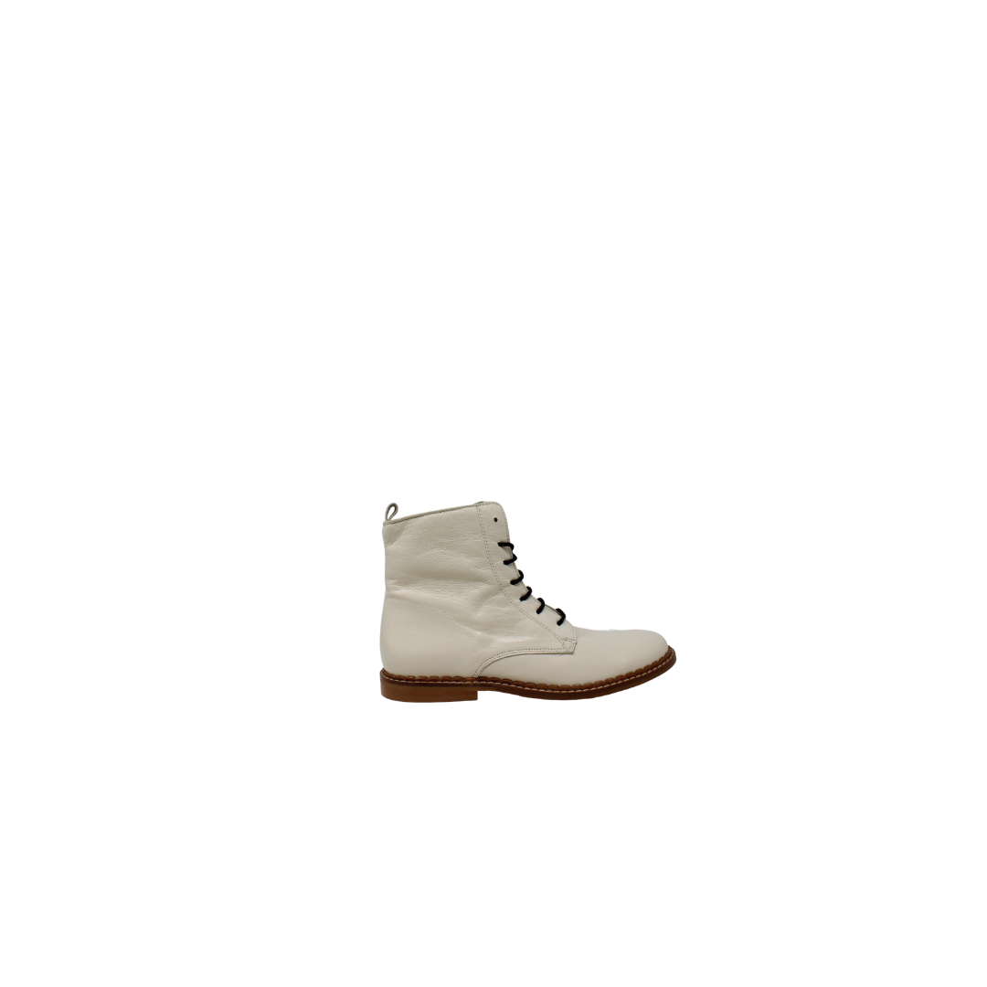 Blublonc Stephy Ladieds Off-White Leather Bootie