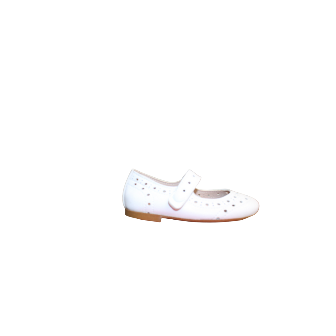 Papanatas 40082 Girls White Leather Mary Jane