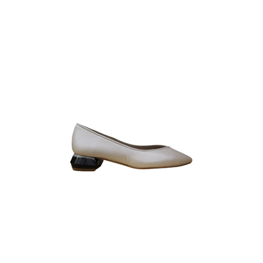 Brunella 1235 Ladies Ivory Leather 1 Inch Heel