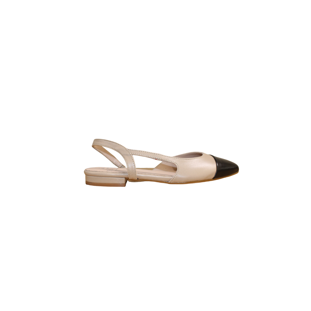 Menina 4069 Ladies Beige/Black Leather Slingback