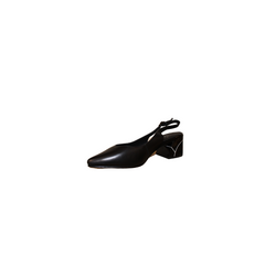 Azura Pretty Ladies Black Leather 1 Inch Low Heel Slingback