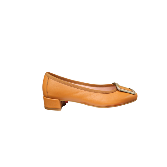 Euforia Baru Ladies Tan Leather 1 Inch Low Heel