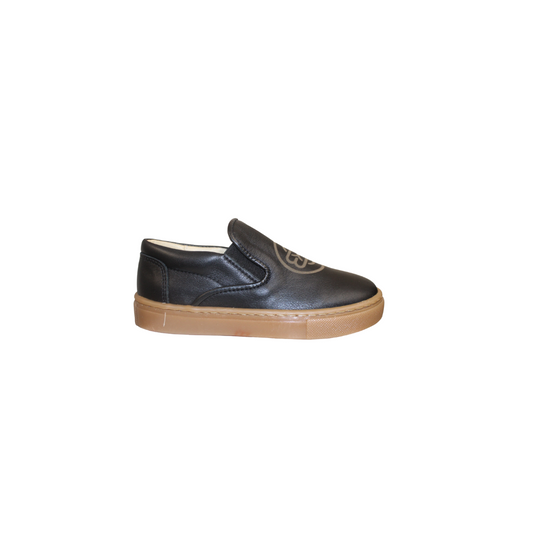 BluBlonc Tanner Boys Black Leather Sneaker