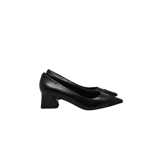 AiciBerllucci Rena Black Leather with Black Fabric Point