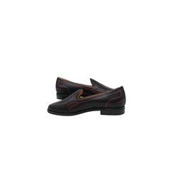 Viviamos Venice Black Stamped Leather loafer