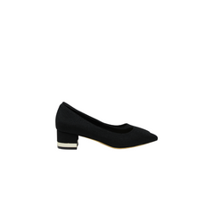 Melyann Latt Ladies Black Fabric Low Heel