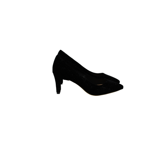 Melyann Neve Ladies 2 inch Black Sparkle Velvet Heel