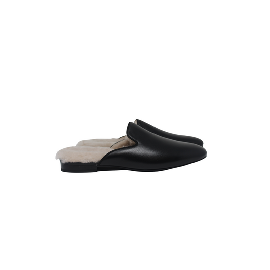 AiciBerllucci Kate Black Leather Ladies Slipper