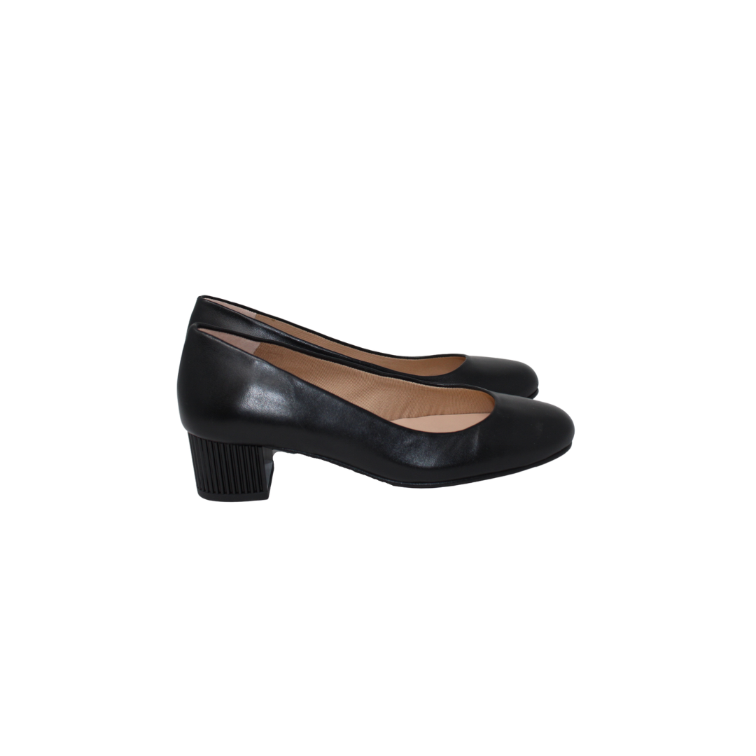 FSNY Tayla Black Leather 1.5 inch Pump