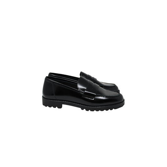 Luccini Genie Children's Black Leather Penny Loafer