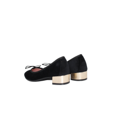 Euforia Romy Black Velvet 1 in. with Gold Heel