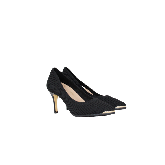 Melyann Yasmin Ladies Black Ribbed Spike Heel