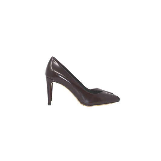 Melyann Throw Ladies Brown Leather 3 in. Spike Heel