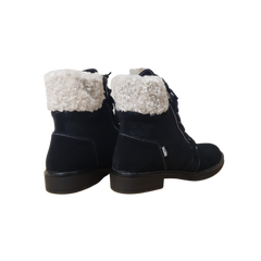 Venettini Brit Childrens Black Suede Bootie with white fur