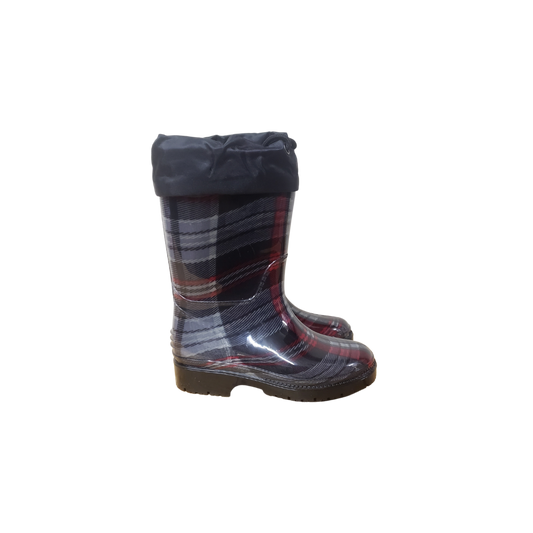 Boutaccelli RB15 Childrens Black and Grey Plaid Rainboot