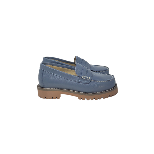 BluBlonc Heidi Childrens Light Blue Leather Loafer