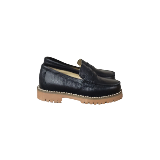 BluBlonc Heidi Childrens Black Leather Loafer