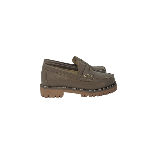 BluBlonc Heidi Childrens Taupe Leather Loafer