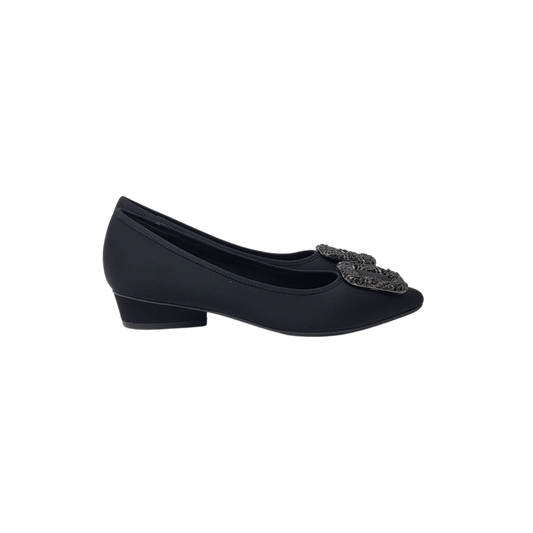 Vaneli Fran Ladies Black Fabric Low Heel