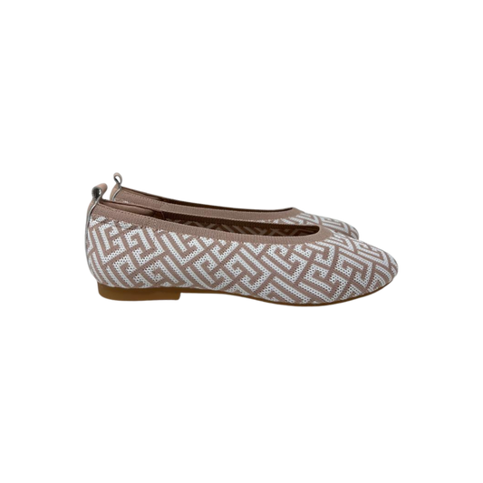 Viviamos Audrey Ladies White with Pink Print Knit Flats