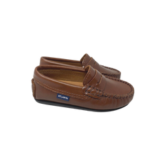 Atlanta Mocasin 32G Girls Camel Leather Penny Loafer