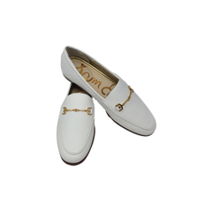 Sam Edelman Loraine white leather loafer with chain