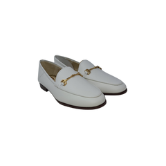 Sam Edelman Loraine white leather loafer with chain
