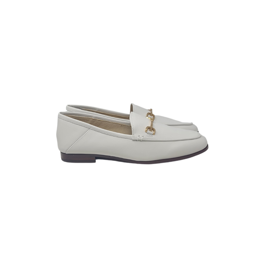 Sam Edelman Loraine white leather loafer with chain