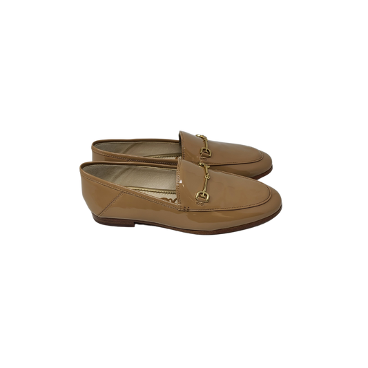 Sam Edelman Loraine camel patent leather loafer with chain