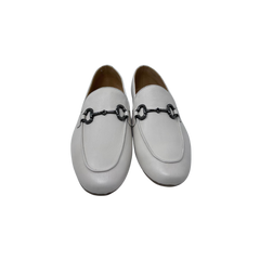 AiciBerllucci Coco Ladies Off-White Leather Loafer with Chain