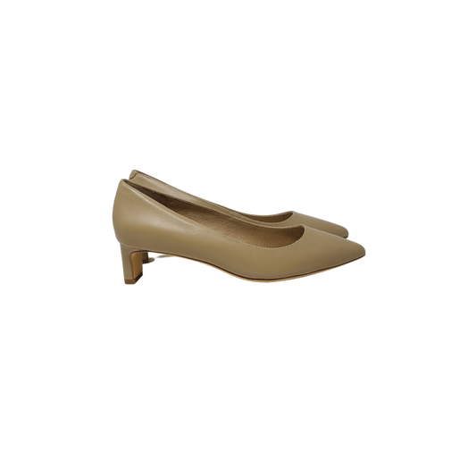 Melyann Zaiden Ladies nude leather wafer heel