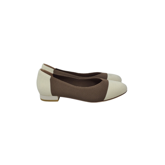 AiciBerllucci Ball ladies brown and off white knitted shoes