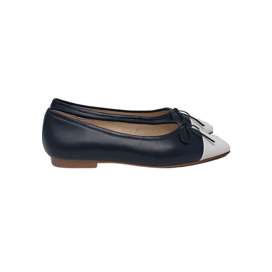 Pretty Posh Monica ladies Black With White Flats