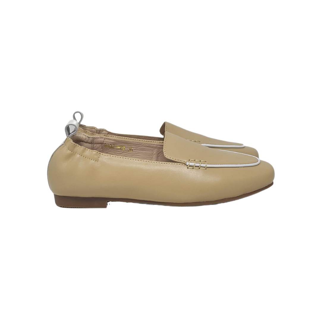 Pretty Posh Marzia ladies Beige Leather Loafer