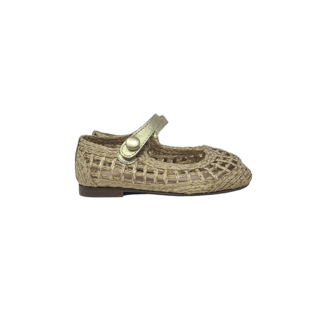 Luccini J156 Childrens Gold Woven Mary Jane