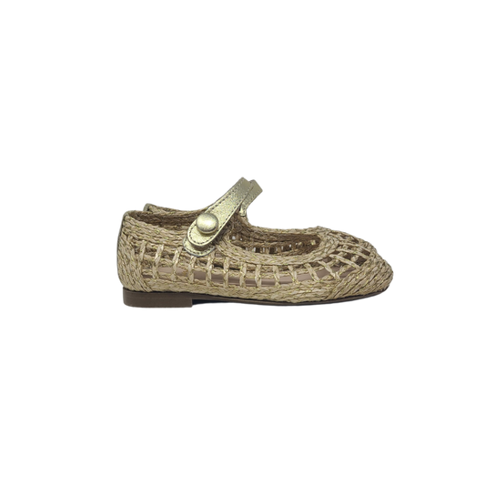 Luccini J156 Childrens Gold Woven Mary Jane