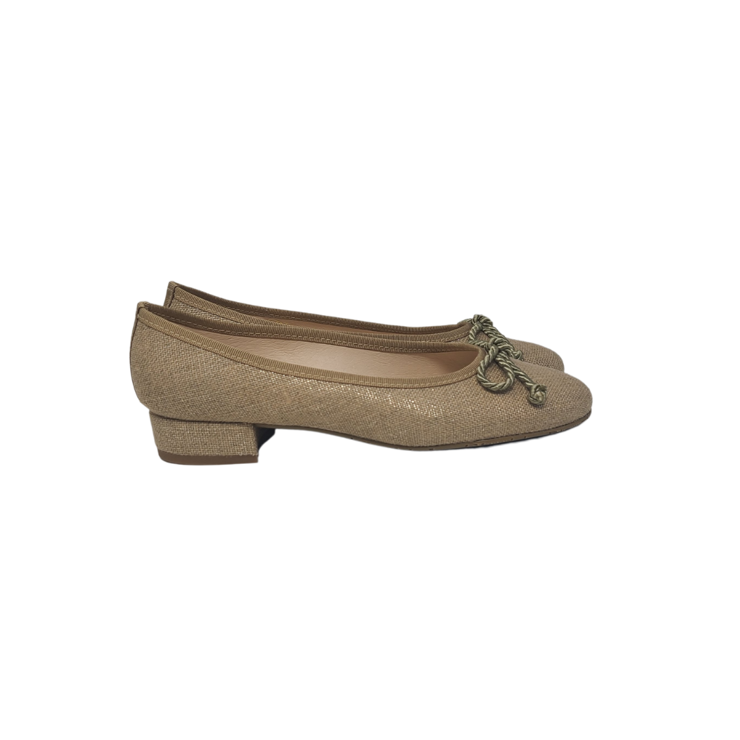 Coquette 8023 Ladies Beige Fabric 1 Inch Low Heel