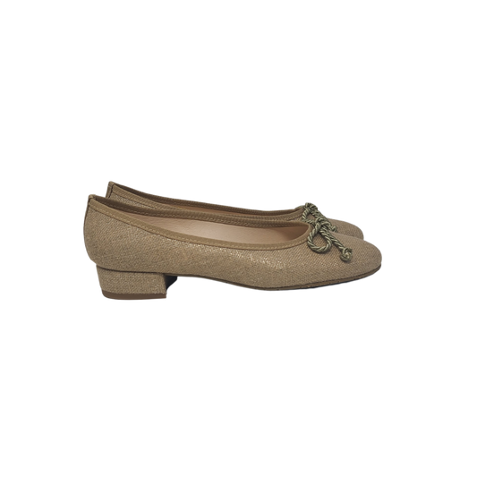 Coquette 8023 Ladies Beige Fabric 1 Inch Low Heel