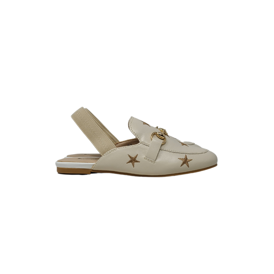 Boutaccelli Girls Magic Beige Leather With Gold Stars Slingback