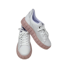 Bottero 343202 White Leather With Pink Sole Lace Sneaker