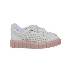 Bottero 343202 White Leather With Pink Sole Lace Sneaker