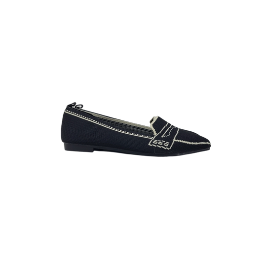 Pretty Posh Martina Ladies Black Knit Loafer Shoe