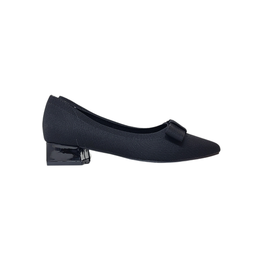 Pretty Posh Gabriella Ladies Black Knit Low Heel WIth Bow