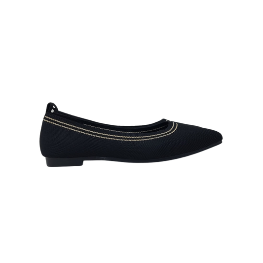 Pretty Posh Maya Ladies Black Knit Flat Shoe