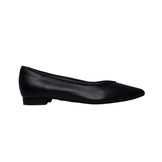 Menina 1814 Ladies Black Leather Flat Point Shoe