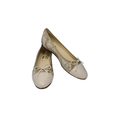 FS- Fiona Ladies Beige Linen Ballet Flat