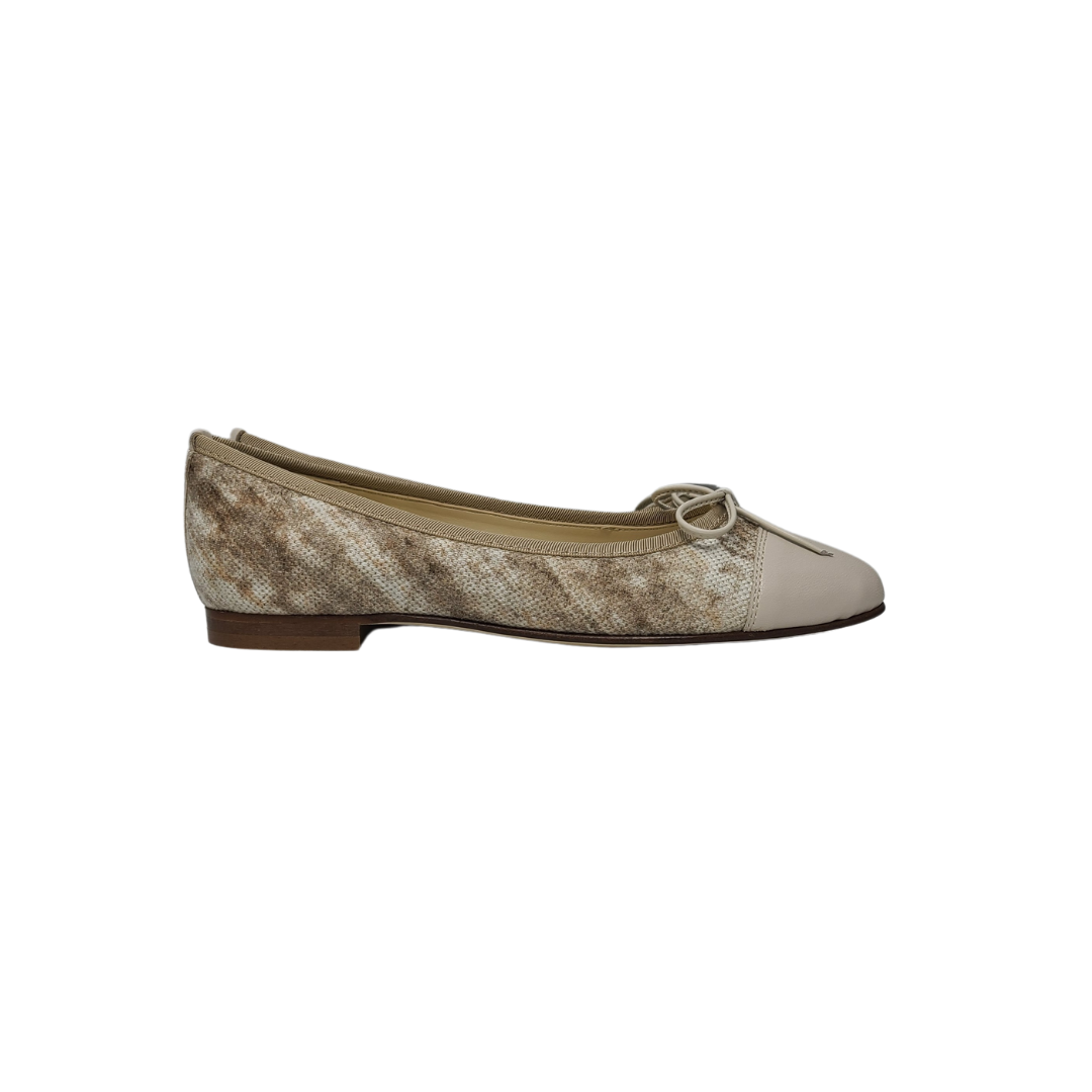 FS- Fiona Ladies Beige Linen Ballet Flat