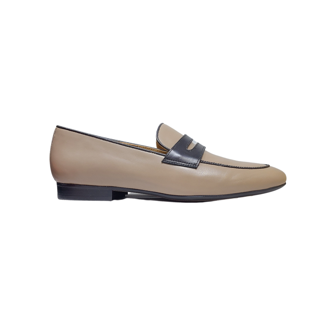 AicBerlucci Loraine Ladies Taupe Leather Loafer Shoes