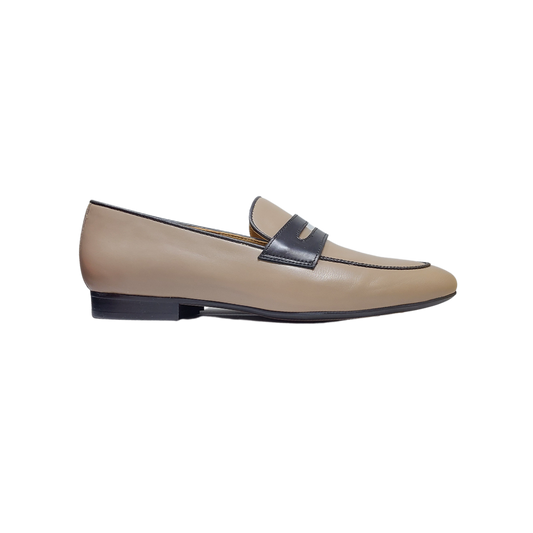AicBerlucci Loraine Ladies Taupe Leather Loafer Shoes